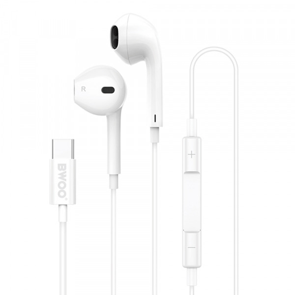 Handsfree USB-C BWOO HF175, Alb