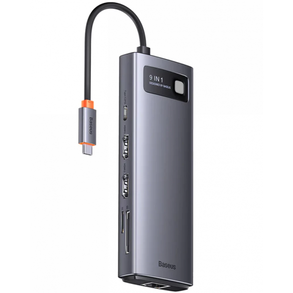 Hub USB-C Baseus Joystar, 2 x USB-A 3.2 - 1 x USB-A - 1 x USB-C - 2 x HDMI - 1 x RJ45 - 1 x SD - 1 x microSD, Gri WKWG060013