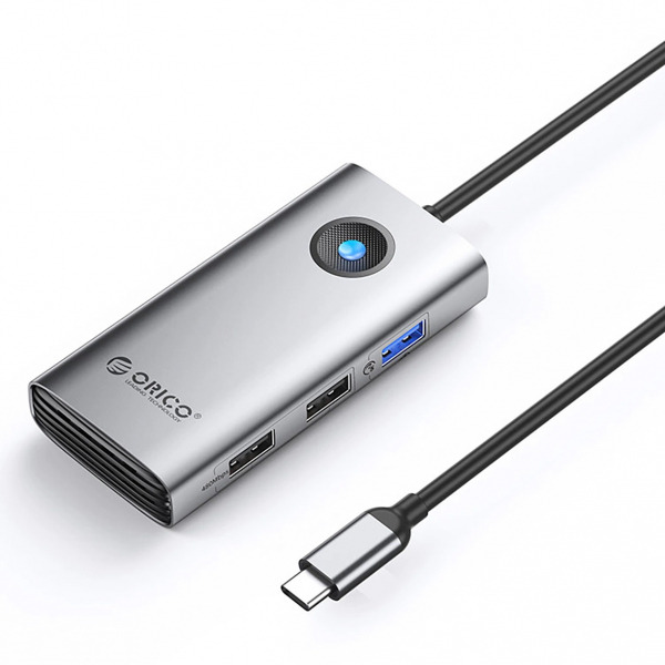Hub USB-C Orico PW11-5P, 1 x USB-A 3.0 - 2 x USB-A - 1 x USB-C - 1 x HDMI, Gri