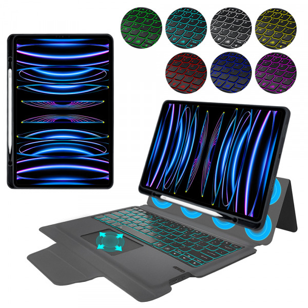 Husa cu Tastatura pentru Apple iPad Pro 12.9 (2018), Techsuit, KeyTab Pro, Neagra