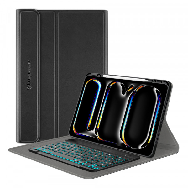 Husa cu Tastatura pentru Apple iPad Pro 13 (2024), Techsuit, CozyTab, Neagra