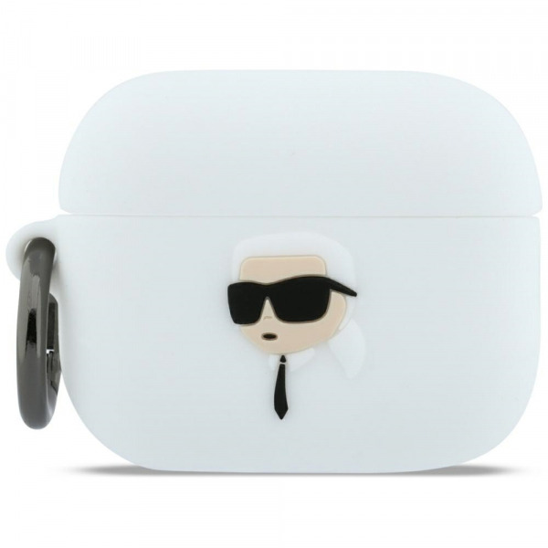 Husa Karl Lagerfeld 3D Karl's Head pentru Apple AirPods Pro 3, Alba