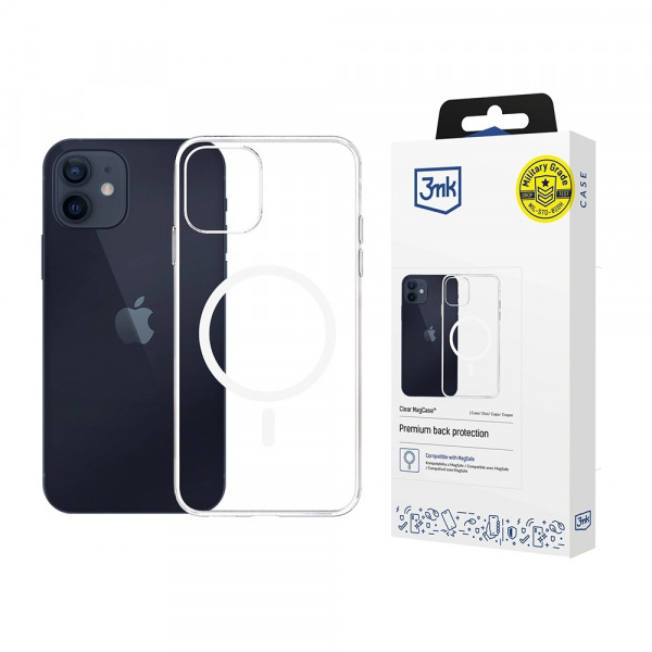 Husa MagSafe pentru Apple iPhone 12 / 12 Pro, 3MK, Clear MagCase, Transparenta