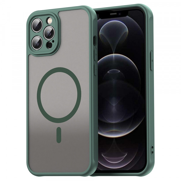 Husa MagSafe pentru Apple iPhone 12 Pro, Techsuit, HaloFrost II, Verde