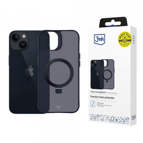 Husa MagSafe pentru Apple iPhone 14 / 13, 3MK, Smoke MagStand, Neagra