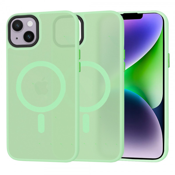 Husa MagSafe pentru Apple iPhone 14 Plus, Techsuit, HaloFrost, Verde Deschis