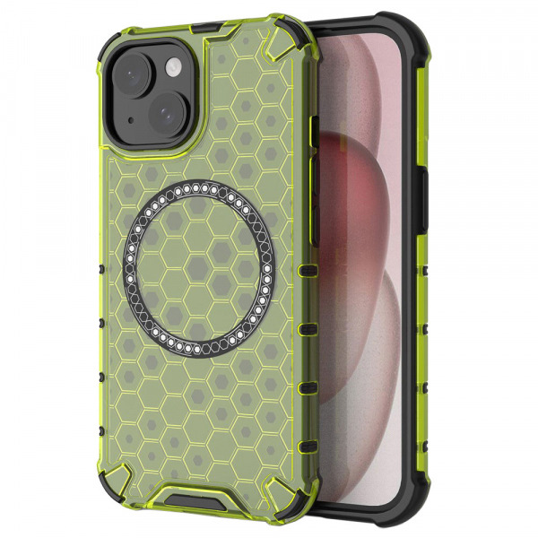 Husa MagSafe pentru Apple iPhone 14, Techsuit, HoneyComb Shield, Verde