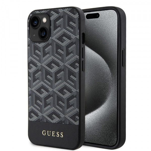 Husa MagSafe pentru Apple iPhone 15, Guess, GCube Stripes, Neagra