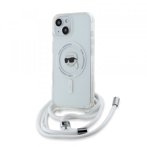 Husa MagSafe pentru Apple iPhone 15, Karl Lagerfeld, IML Crossbody Karl's Head, Transparenta