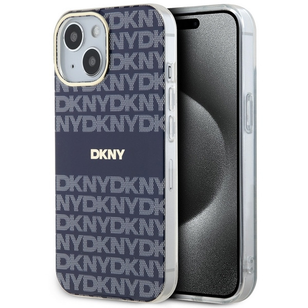 Husa MagSafe pentru Apple iPhone 15, DKNY, IML Mono & Stripe, Albastra
