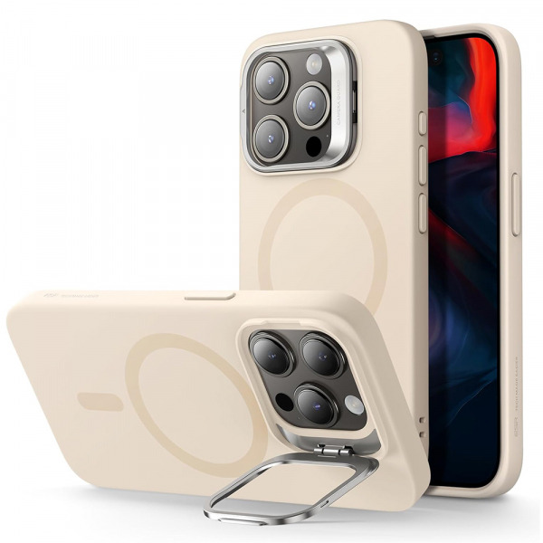 Husa MagSafe pentru Apple iPhone 15 Pro, ESR, Cloud Soft Kickstand, Crem