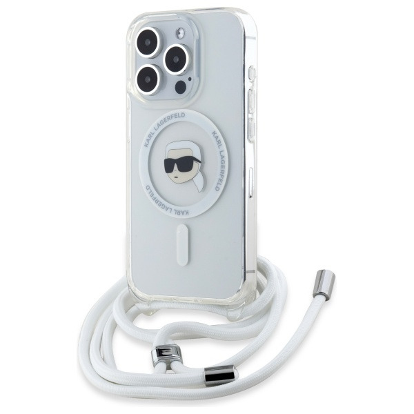 Husa MagSafe pentru Apple iPhone 16 Pro, Karl Lagerfeld, IML Crossbody Karl's Head, Transparenta
