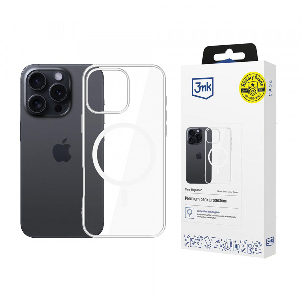 Husa MagSafe pentru Apple iPhone 16 Pro, 3MK, Clear MagCase, Transparenta