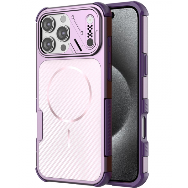 Husa MagSafe pentru Apple iPhone 16 Pro Max, OEM, Carbon and Corner Protection, Mov