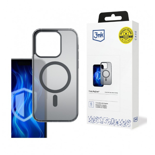 Husa MagSafe pentru Apple iPhone 16 Pro Max, 3MK, Frosty MagCase, Neagra