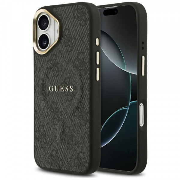 Husa MagSafe pentru Apple iPhone 17, Guess, 4G Classic, Neagra