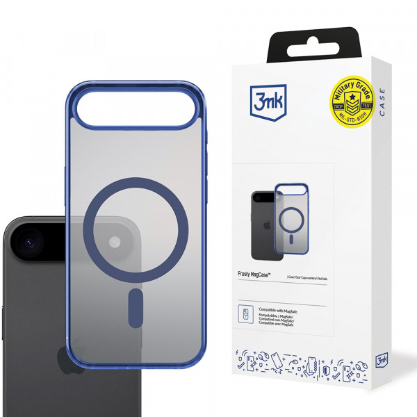 Husa MagSafe pentru Apple iPhone 17 Air, 3MK, Frosty MagCase, Bleu