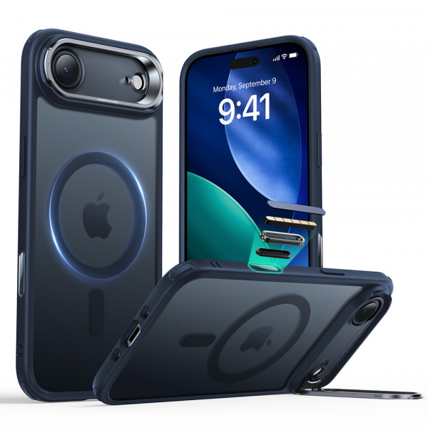 Husa MagSafe pentru Apple iPhone 17 Air, ESR, Classic Hybrid Kickstand, Albastra Satinata