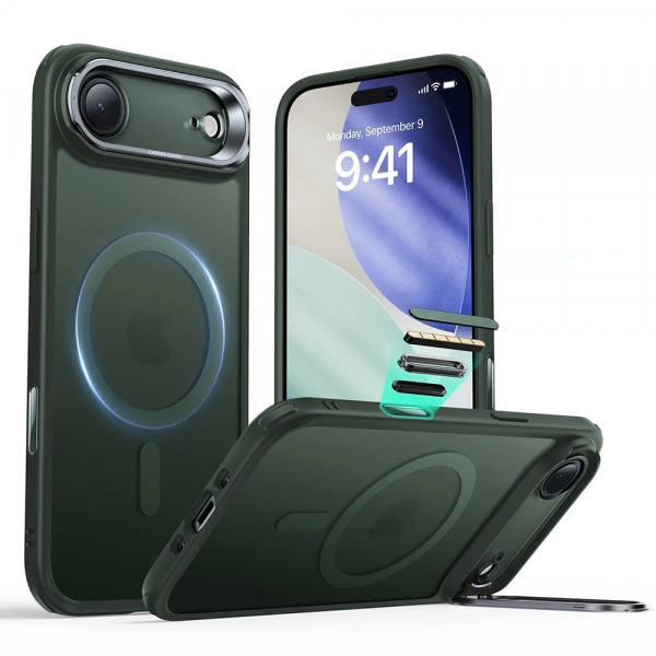 Husa MagSafe pentru Apple iPhone 17 Air, ESR, Classic Hybrid Kickstand, Verde Satinata