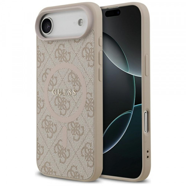 Husa MagSafe pentru Apple iPhone 17 Air, Guess, 4G Ring Classic Logo, Roz
