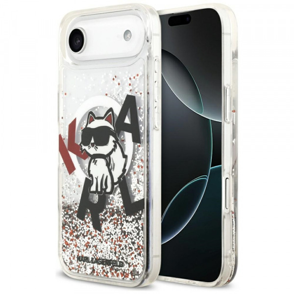 Husa MagSafe pentru Apple iPhone 17 Air, Karl Lagerfeld, Liquid Glitter Choupette Logo, Transparenta