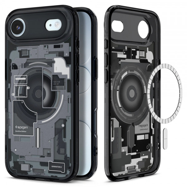 Husa MagSafe pentru Apple iPhone 17 Air, Spigen, Ultra Hybrid Zero One, Neagra ACS10320