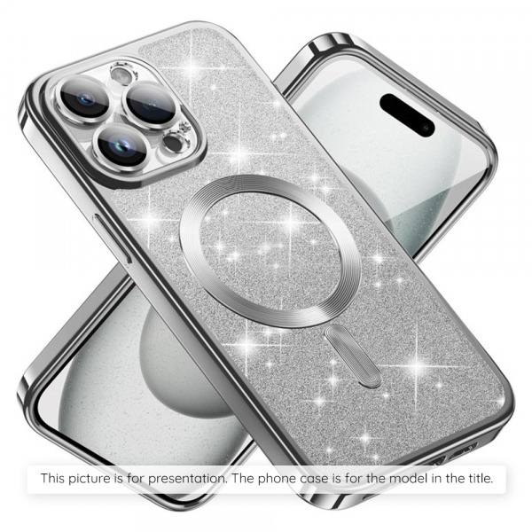 Husa MagSafe pentru Apple iPhone 17 Air, Techsuit, Luxury Glitter, Argintie