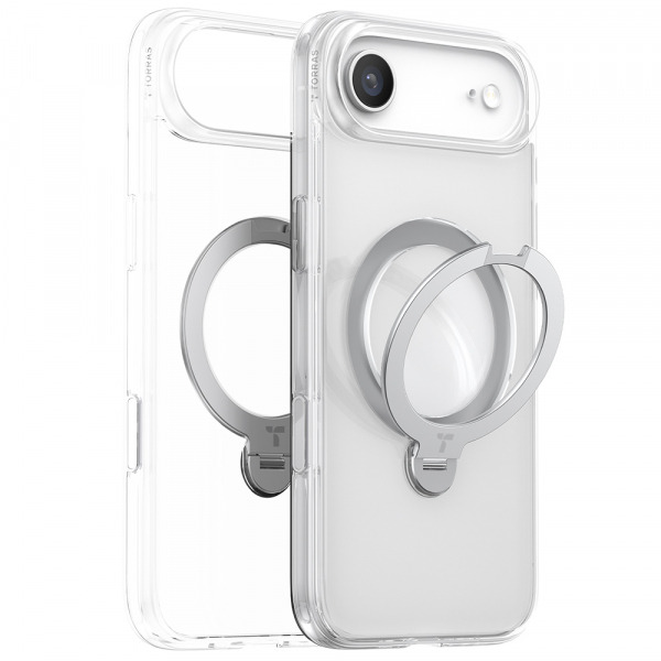 Husa MagSafe pentru Apple iPhone 17 Air, Torras, Ostand Spin, Transparenta