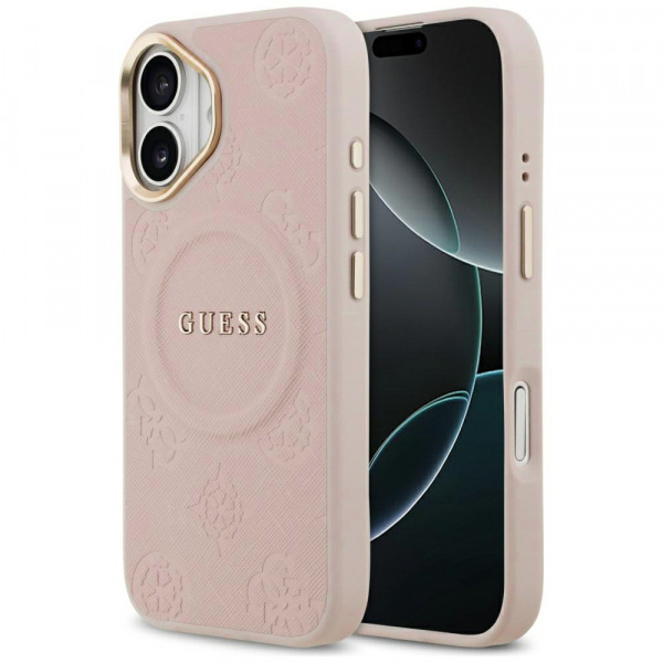 Husa MagSafe pentru Apple iPhone 17, Guess, Peony Hot Stamp, Roz