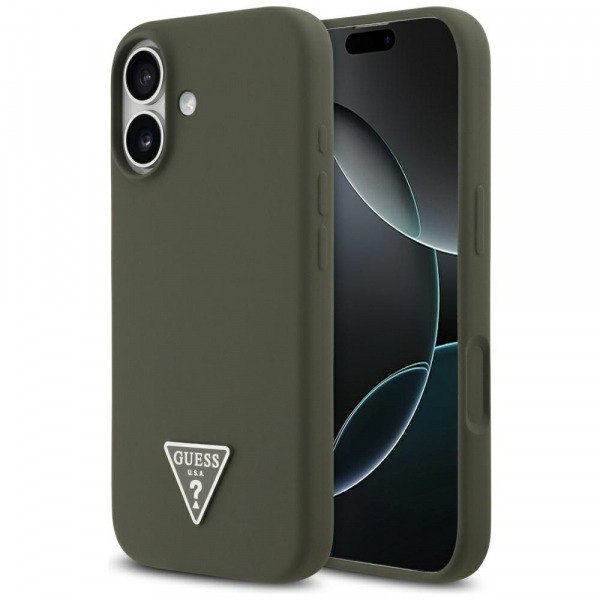 Husa MagSafe pentru Apple iPhone 17, Guess, Triangle Logo, Kaki