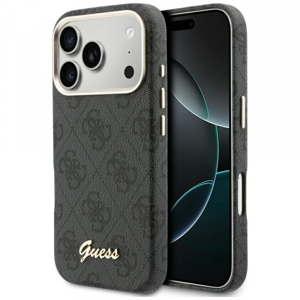 Husa MagSafe pentru Apple iPhone 18 Pro / 17 Pro, Guess, 4G Script Logo, Neagra