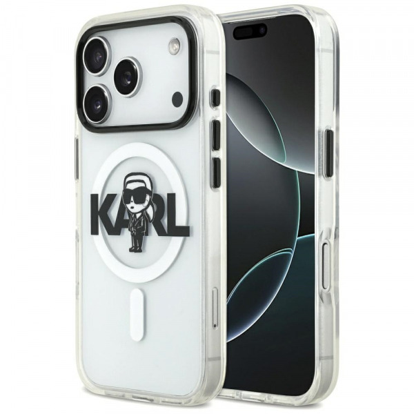 Husa MagSafe pentru Apple iPhone 18 Pro / 17 Pro, Karl Lagerfeld, IML Sketch Logo Karl, Transparenta