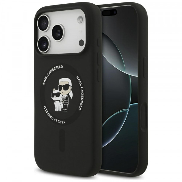 Husa MagSafe pentru Apple iPhone 18 Pro / 17 Pro, Karl Lagerfeld, Ring Karl & Choupette, Neagra