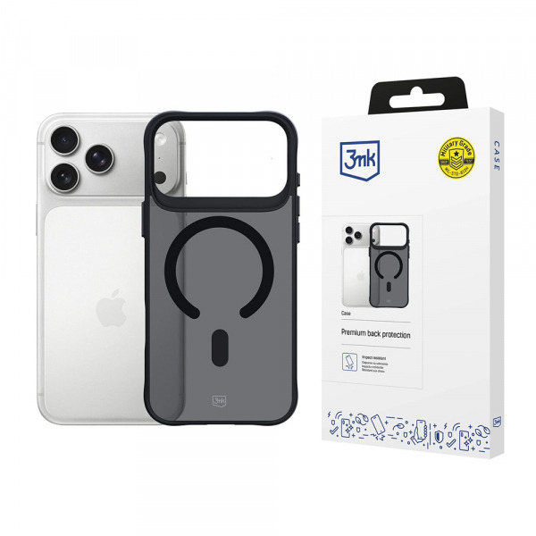 Husa MagSafe pentru Apple iPhone 17 Pro Max, 3MK, Smoke MagCase, Neagra