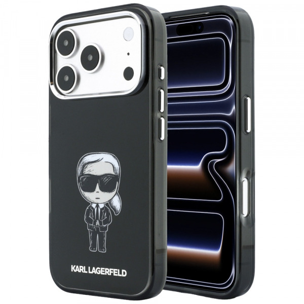 Husa MagSafe pentru Apple iPhone 18 Pro / 17 Pro, Karl Lagerfeld, HC IML Ikonik Sketch Print, Neagra