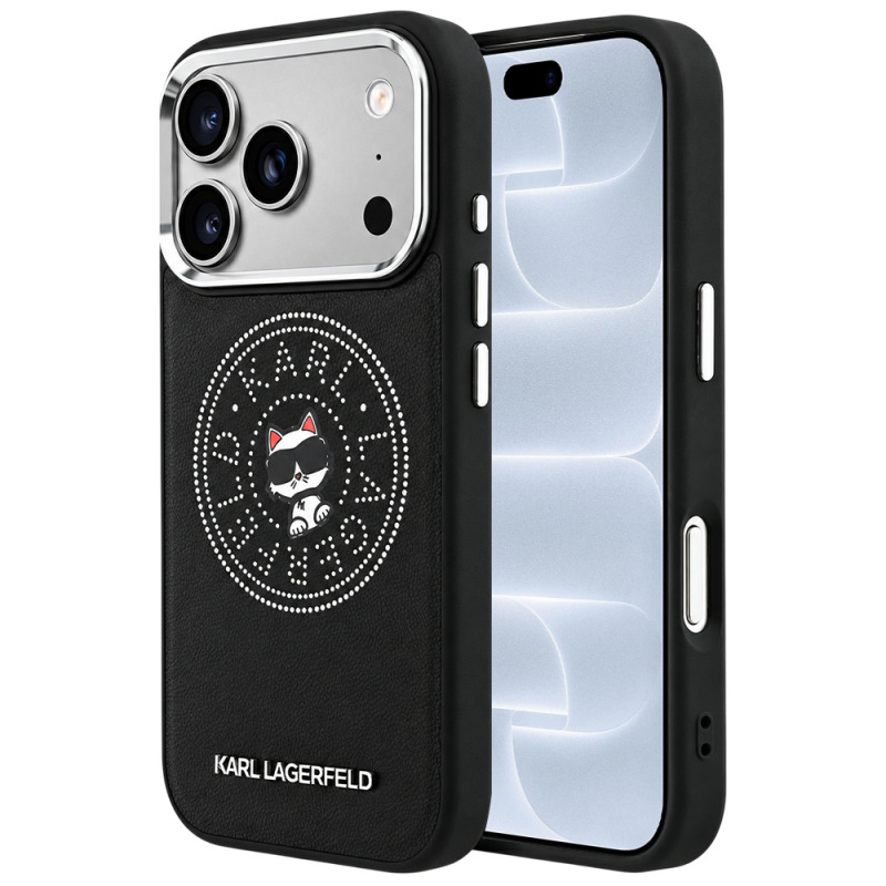 Husa MagSafe pentru Apple iPhone 18 Pro / 17 Pro, Karl Lagerfeld, Point and Choupette Sketch, Neagra