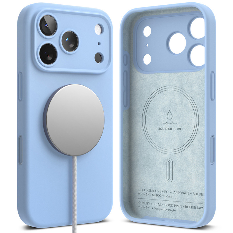 Husa MagSafe pentru Apple iPhone 18 Pro Max, Ringke, Silicone, Bleu
