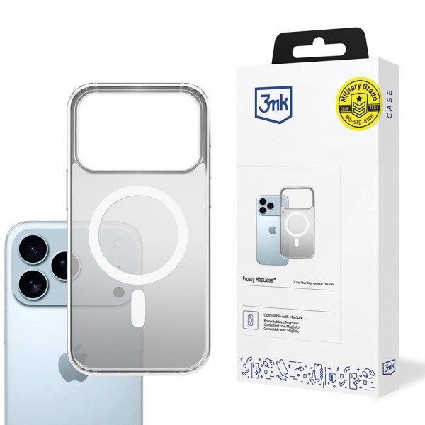 Husa MagSafe pentru Apple iPhone 18 Pro Max / 17 Pro Max, 3MK, Frosty MagCase, Alba