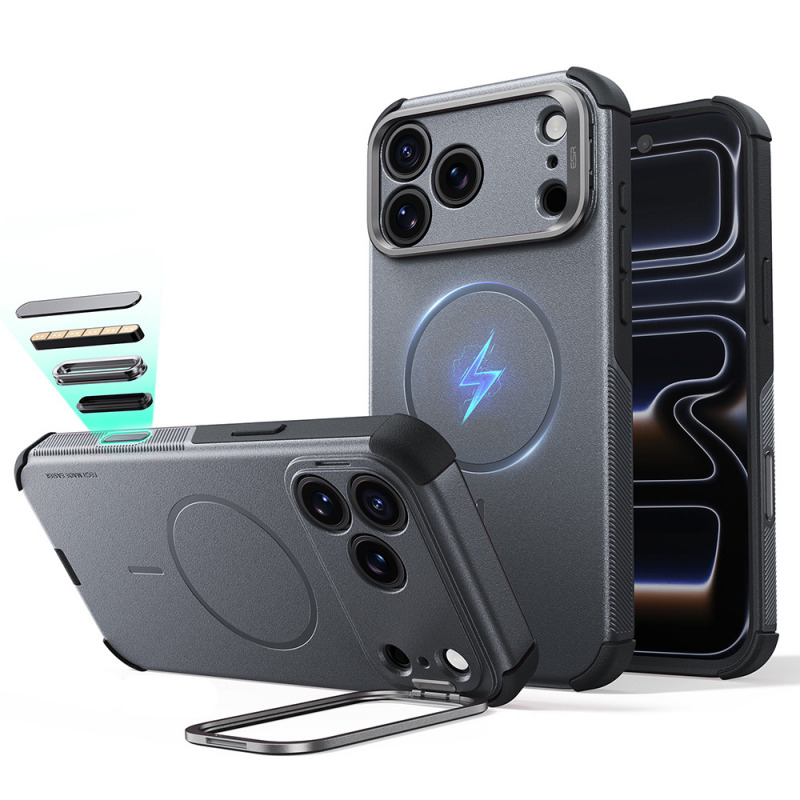 Husa MagSafe pentru Apple iPhone 18 Pro Max / 17 Pro Max, ESR, Cyber Armor Kickstand, Gri