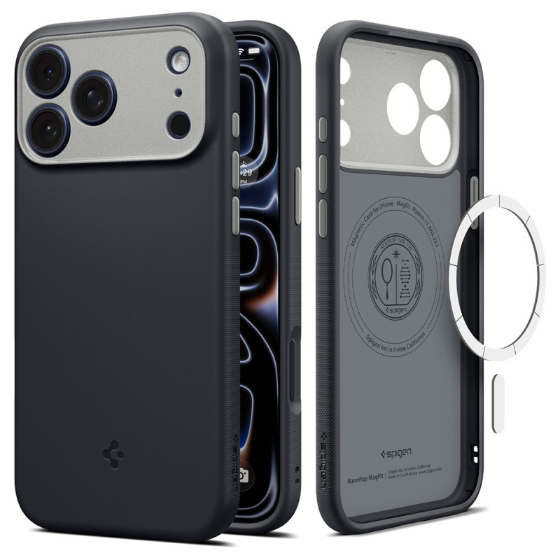 Husa MagSafe pentru Apple iPhone 18 Pro Max / 17 Pro Max, Spigen, Caseology Nano Pop, Neagra ACS12142