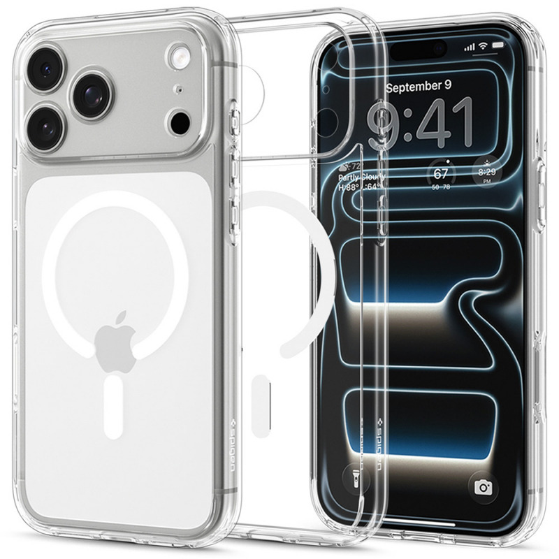 Husa MagSafe pentru Apple iPhone 18 Pro Max / 17 Pro Max, Spigen, Ultra Hybrid, Transparenta Alba ACS12118