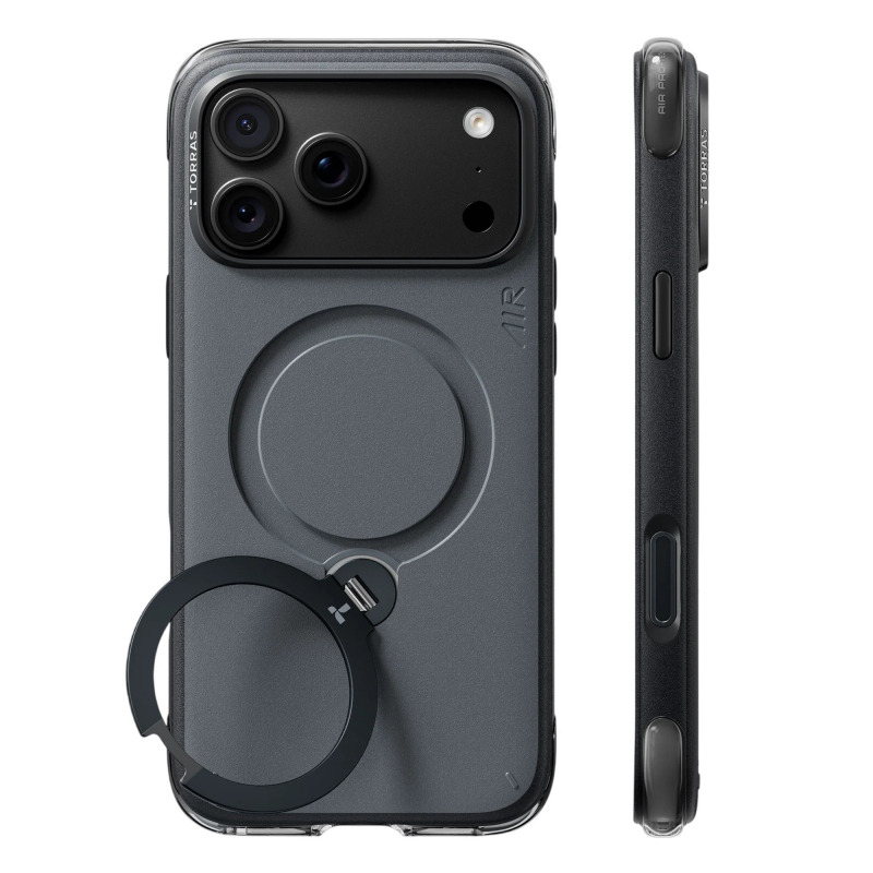 Husa MagSafe pentru Apple iPhone 18 Pro Max / 17 Pro Max, Torras, Ostand Q3 Air Essential, Neagra