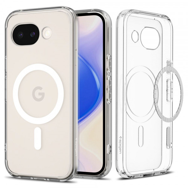 Husa MagSafe pentru Google Pixel 10a, Spigen, Ultra Hybrid, Transparenta Alba ACS11276