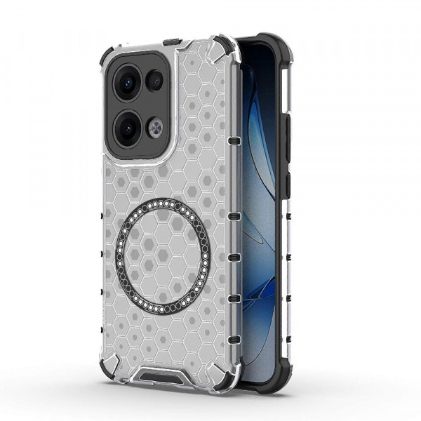 Husa MagSafe pentru Oppo Reno13, Techsuit, HoneyComb Shield, Alba