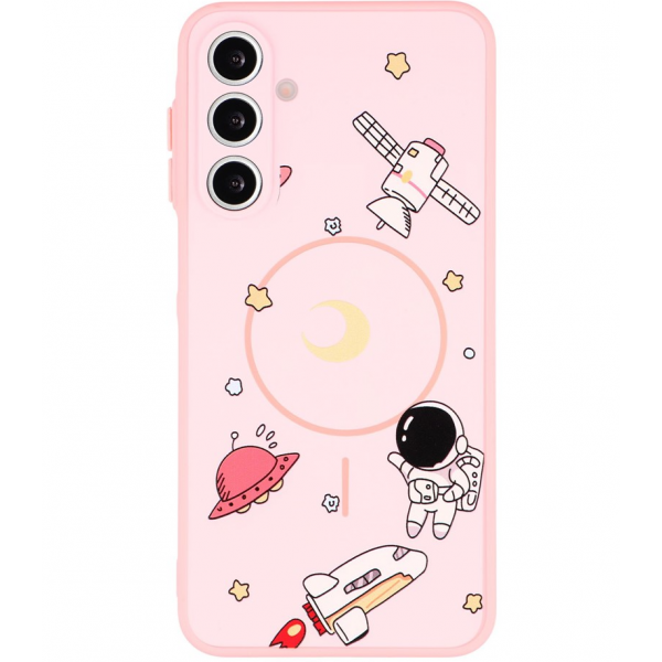 Husa MagSafe pentru Samsung Galaxy A16 5G A166 / A16 4G A165, OEM, Cartoon Astronaut, Roz