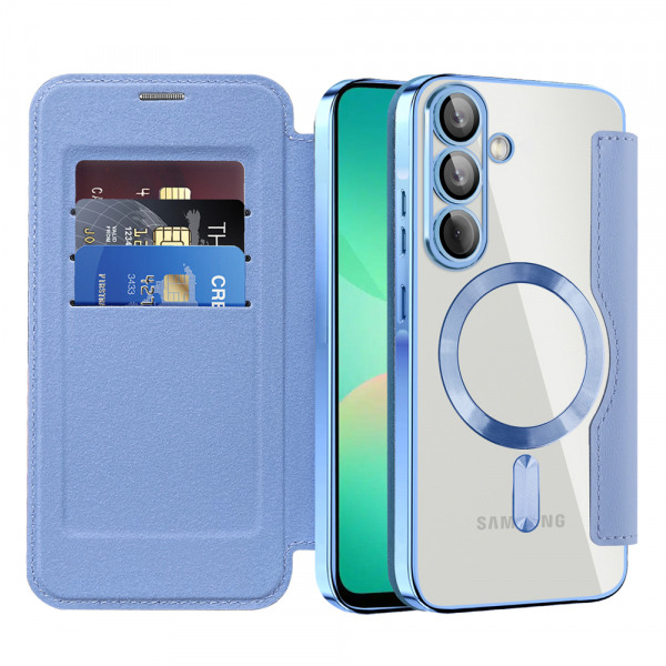 Husa MagSafe pentru Samsung Galaxy A26 A266, Techsuit, SmartMag Book, Bleu