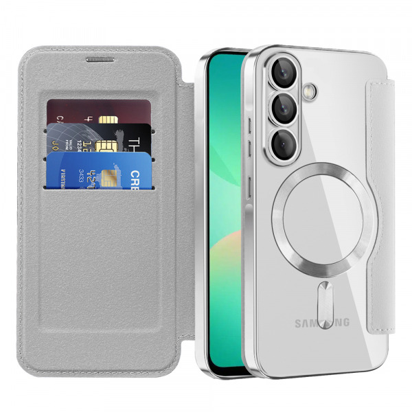 Husa MagSafe pentru Samsung Galaxy A26 A266, Techsuit, SmartMag Book, Gri