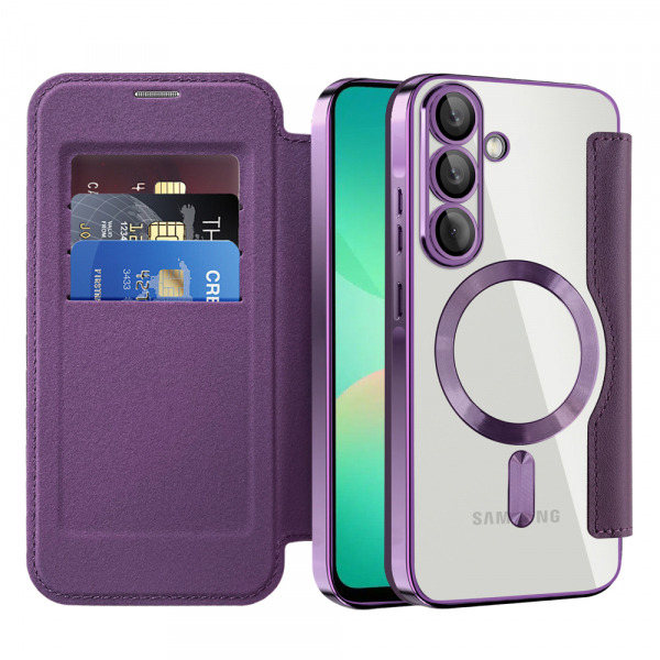 Husa MagSafe pentru Samsung Galaxy A26 A266, Techsuit, SmartMag Book, Mov