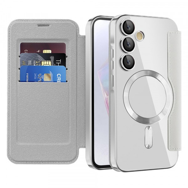 Husa MagSafe pentru Samsung Galaxy A35 5G A356, Techsuit, SmartMag Book, Gri