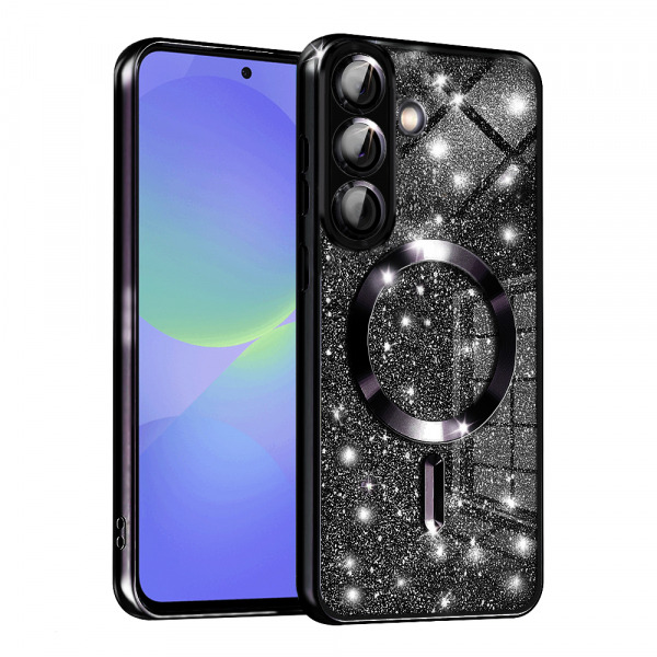 Husa MagSafe pentru Samsung Galaxy A56 A566 / A36 A366, Techsuit, Luxury Glitter, Neagra